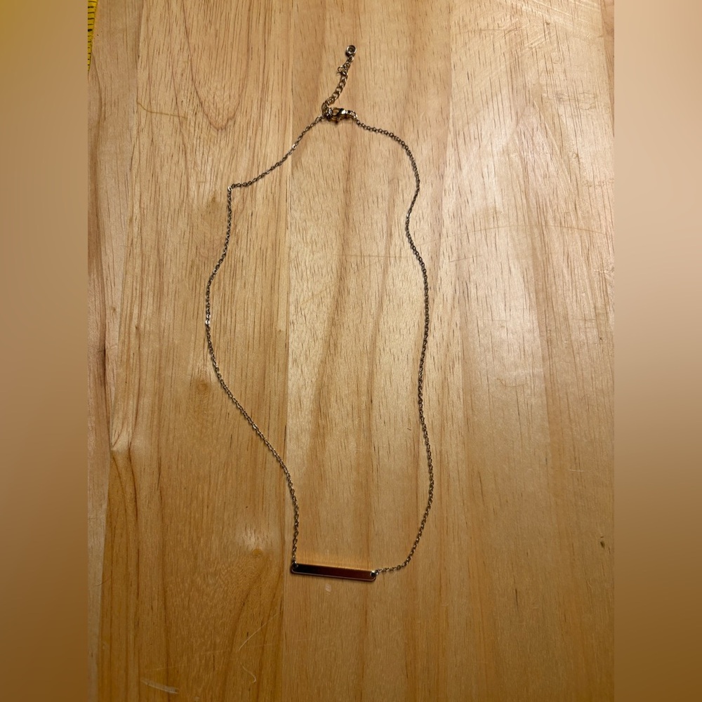 Minimalist Gold-Tone Bar Pendant Necklace
